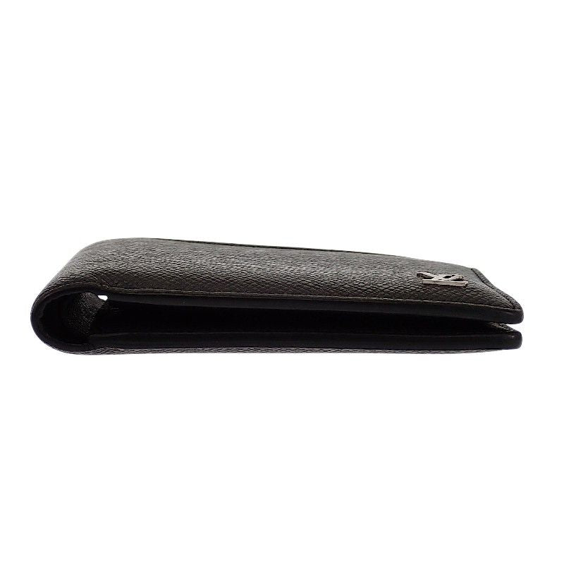 Louis Vuitton Portefeuille Multiple Bifold Wallet Compact Taiga Black Silver