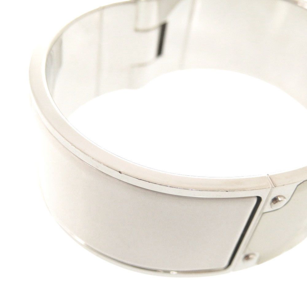 Hermes Charnier Metal White Bangle Bracelet