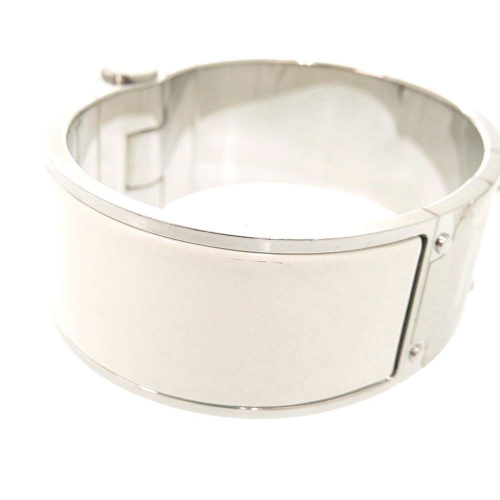 Hermes Charnier Metal White Bangle Bracelet