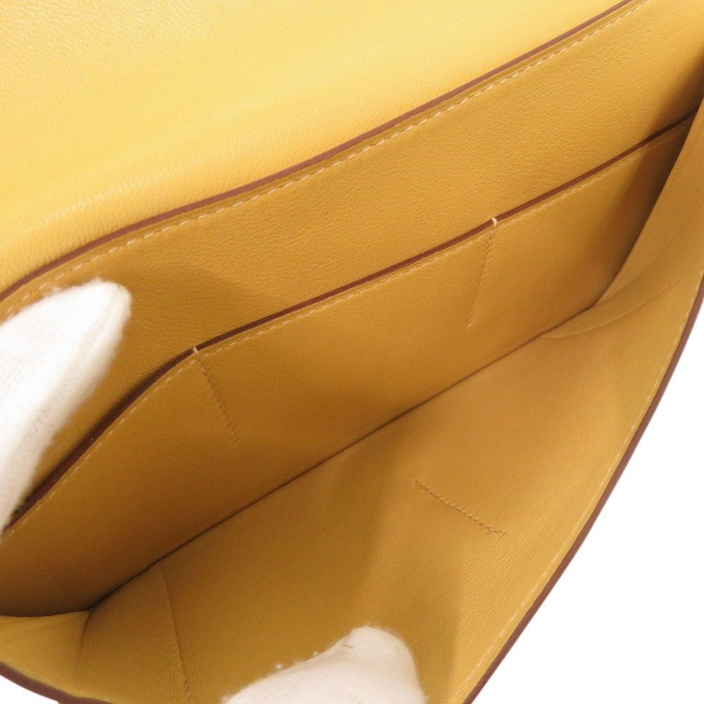 Hermes Dogon GM Veau Swift Joan Ambre Silver Wallet Yellow