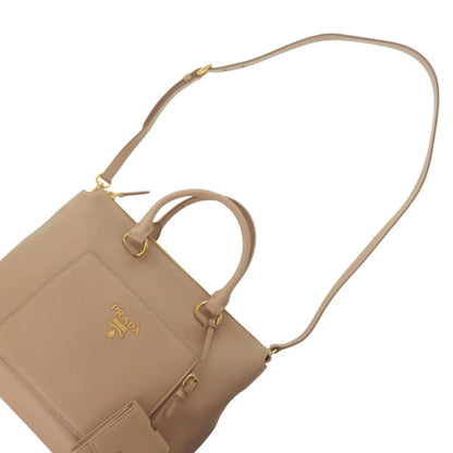 Prada 2-Way Gold Leather Cameo Cammeo Beige Shoulder Bag