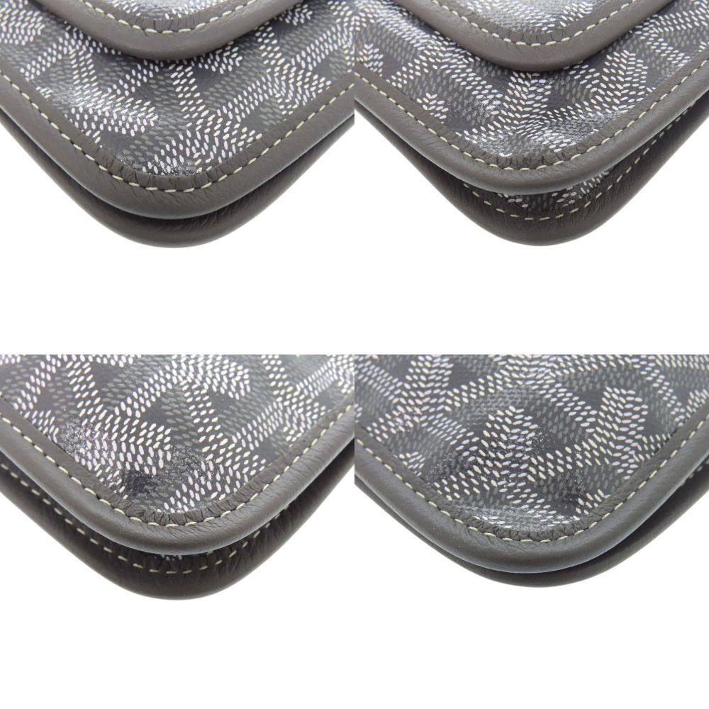 Goyard Plumet Pouch Wallet Gray Canvas Leather Shoulder Bag