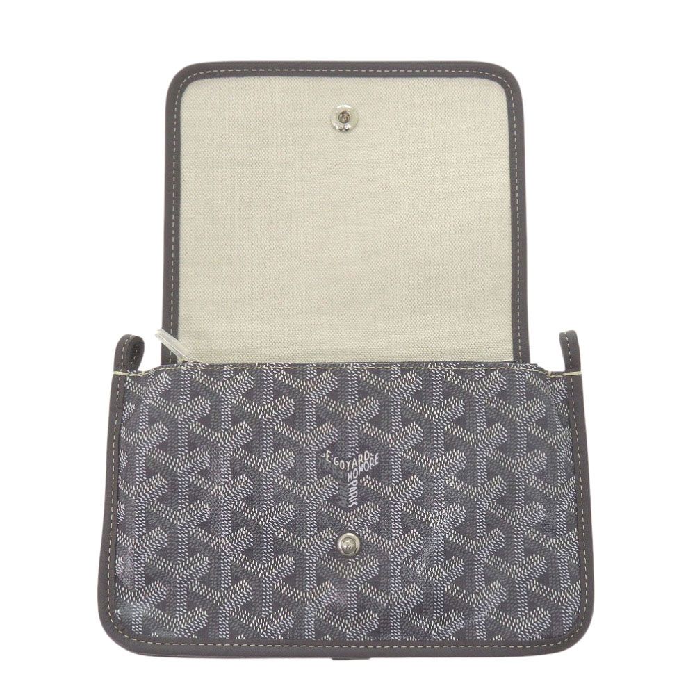 Goyard Plumet Pouch Wallet Gray Canvas Leather Shoulder Bag