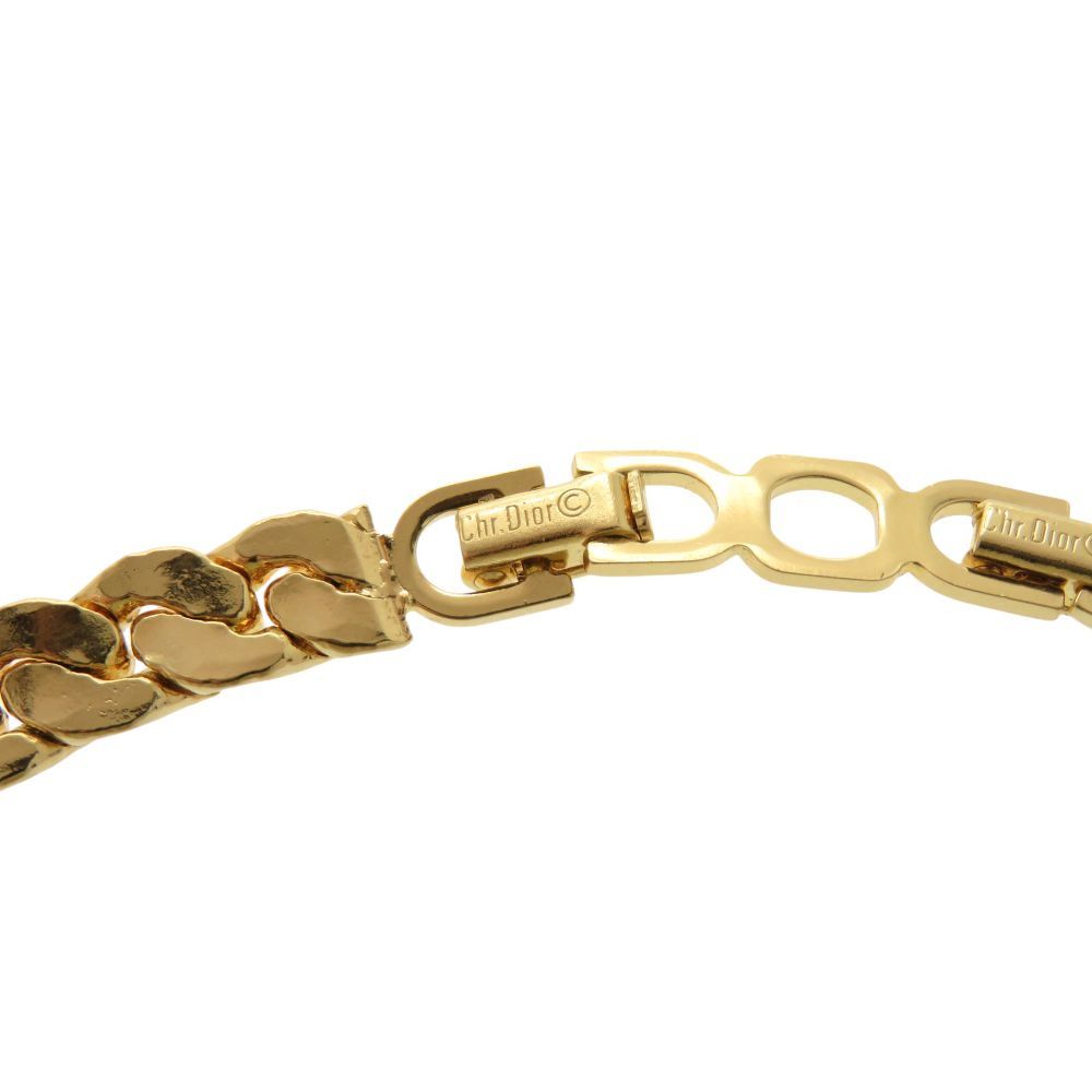 Dior Vintage Choker Necklace Stone Metal Gold