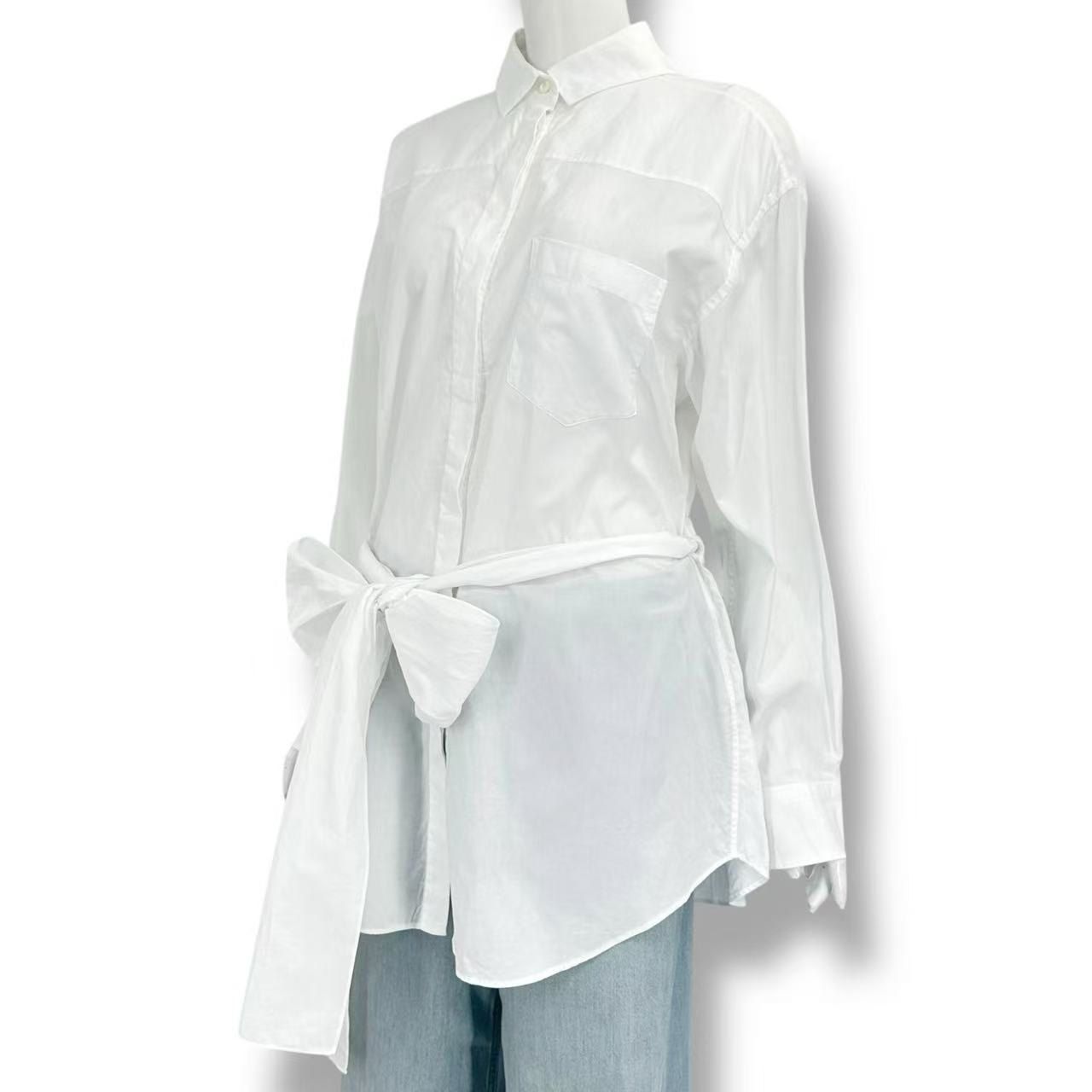 Prada Shirt Blouse Long Sleeve Ribbon White