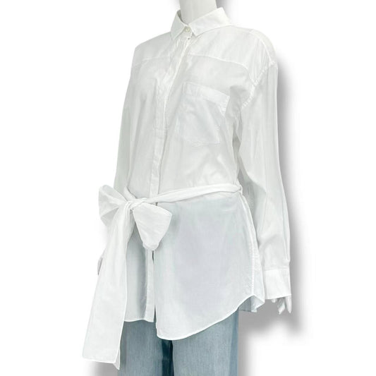 Prada Shirt Blouse Long Sleeve Ribbon White