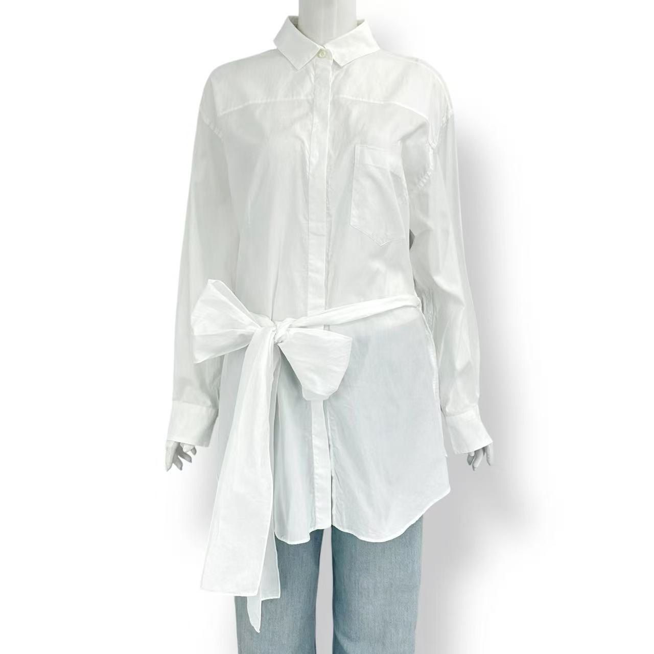 Prada Shirt Blouse Long Sleeve Ribbon White