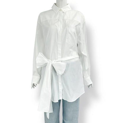 Prada Shirt Blouse Long Sleeve Ribbon White