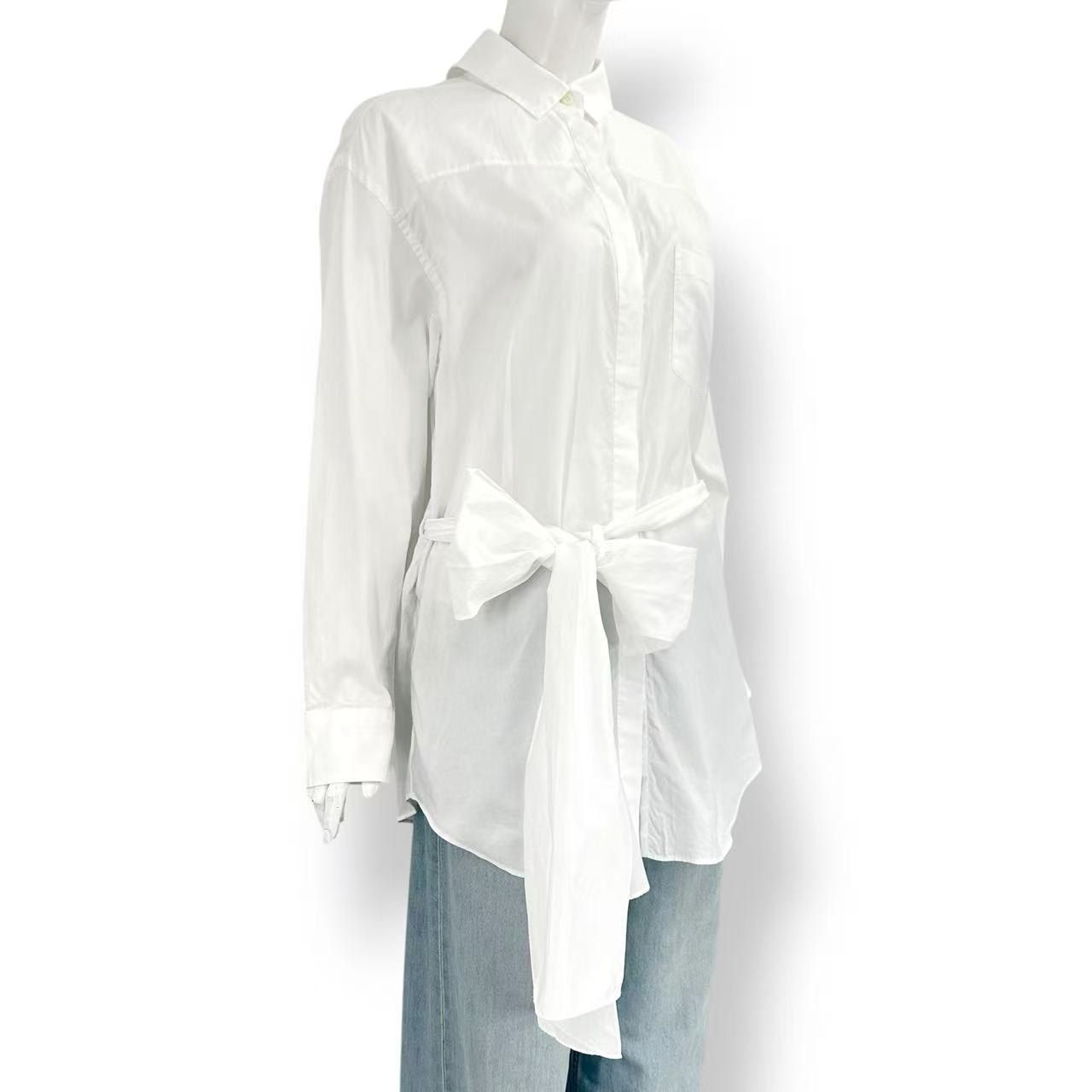 Prada Shirt Blouse Long Sleeve Ribbon White