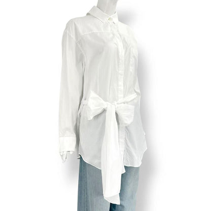 Prada Shirt Blouse Long Sleeve Ribbon White