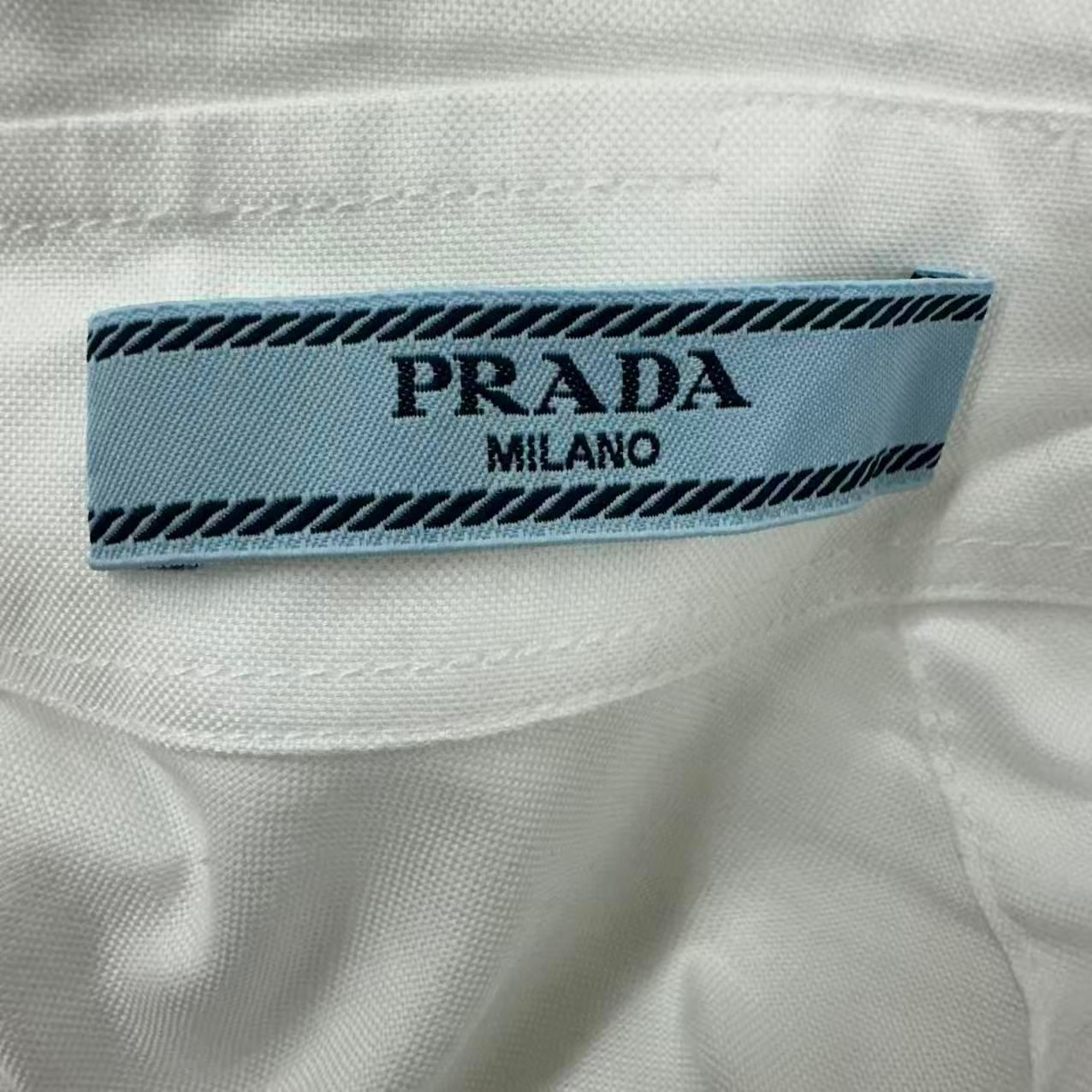 Prada Shirt Blouse Long Sleeve Ribbon White