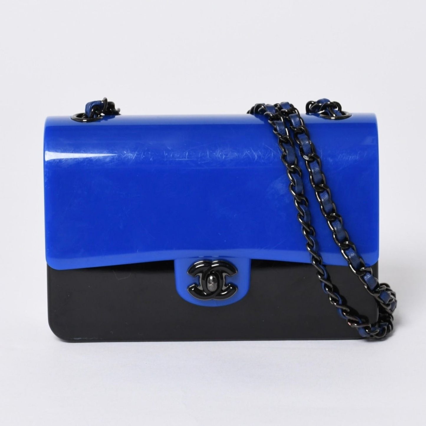 Chanel Mini Evening Chain Shoulder Bag Stand CC Logo Plexiglas