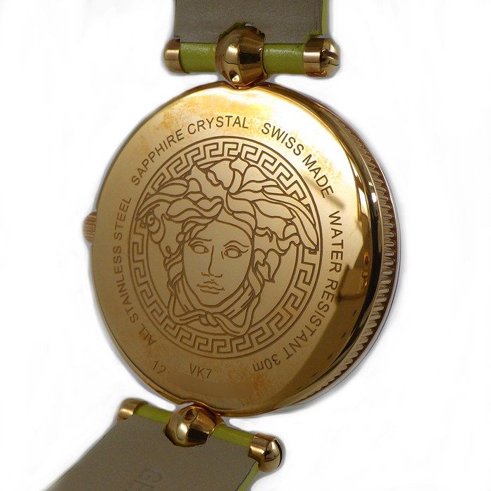 Versace Watch Venitas Vk7 Yellow Dial Leather Quartz Analog