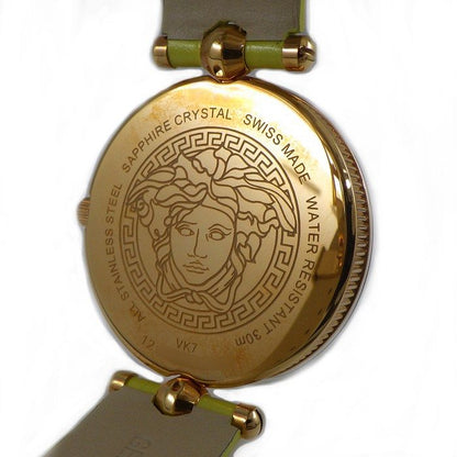 Versace Watch Venitas Vk7 Yellow Dial Leather Quartz Analog