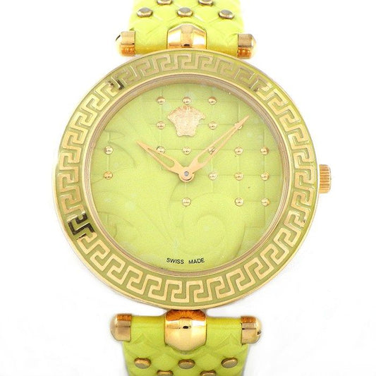 Versace Watch Venitas Vk7 Yellow Dial Leather Quartz Analog