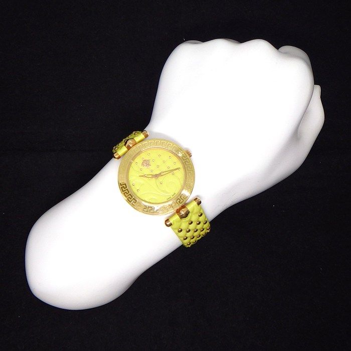 Versace Watch Venitas Vk7 Yellow Dial Leather Quartz Analog