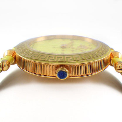 Versace Watch Venitas Vk7 Yellow Dial Leather Quartz Analog