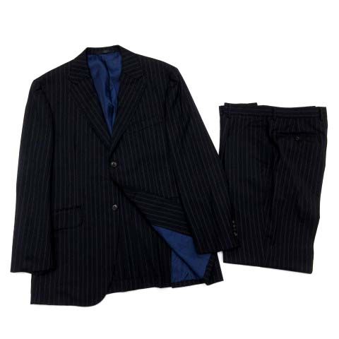 Loro Piana Daniel Cles Mu Cremieux Suit Set Stripe Jacket Pants Navy Blue