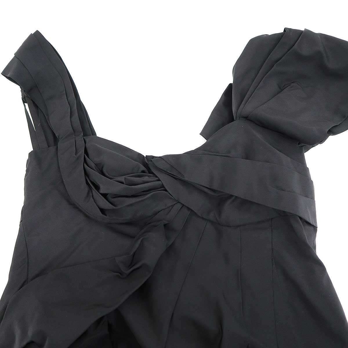Louis Vuitton Noir Rich Asymmetric Volume Silk Dress Black 34