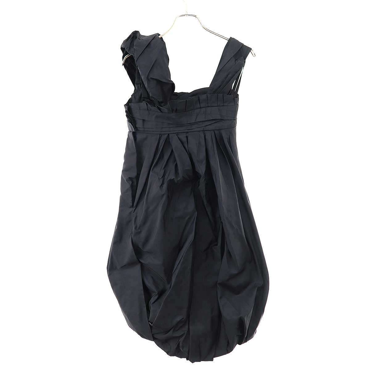 Louis Vuitton Noir Rich Asymmetric Volume Silk Dress Black 34