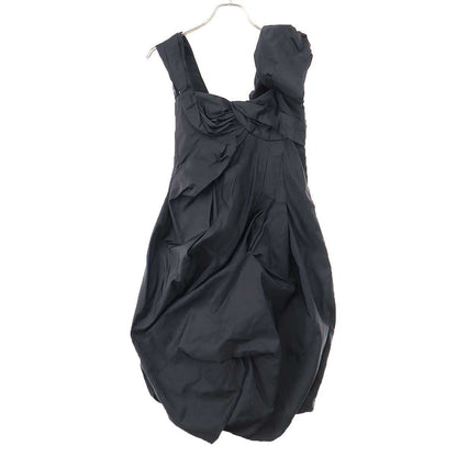 Louis Vuitton Noir Rich Asymmetric Volume Silk Dress Black 34