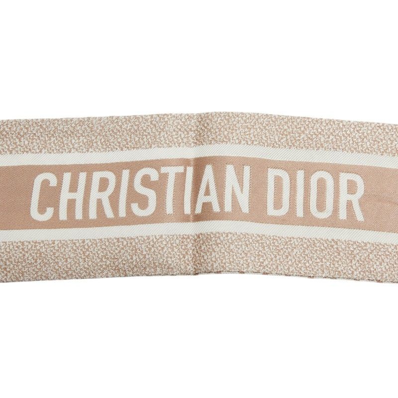 Dior Houndstooth Scarf Ribbon Mitzah Beige White