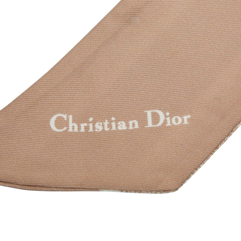 Dior Houndstooth Scarf Ribbon Mitzah Beige White