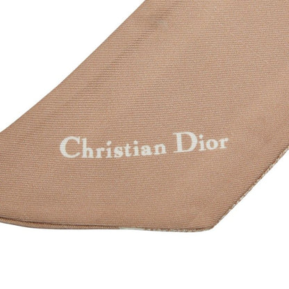 Dior Houndstooth Scarf Ribbon Mitzah Beige White