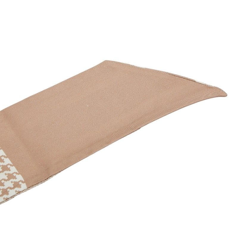 Dior Houndstooth Scarf Ribbon Mitzah Beige White
