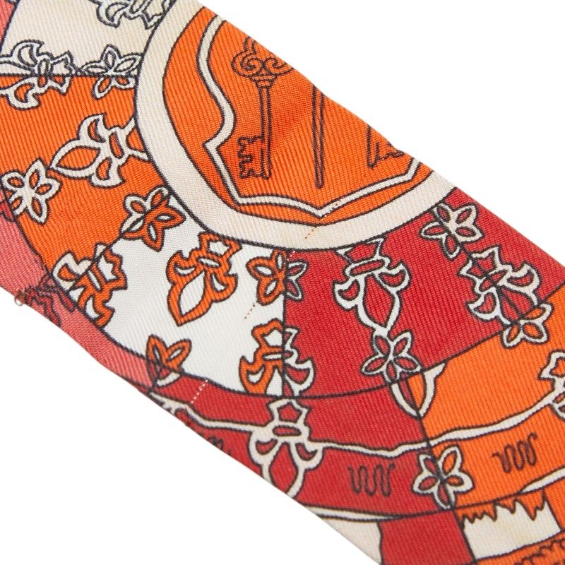 Hermes Tours de Cles Key Spiral Scarf Red Multicolor