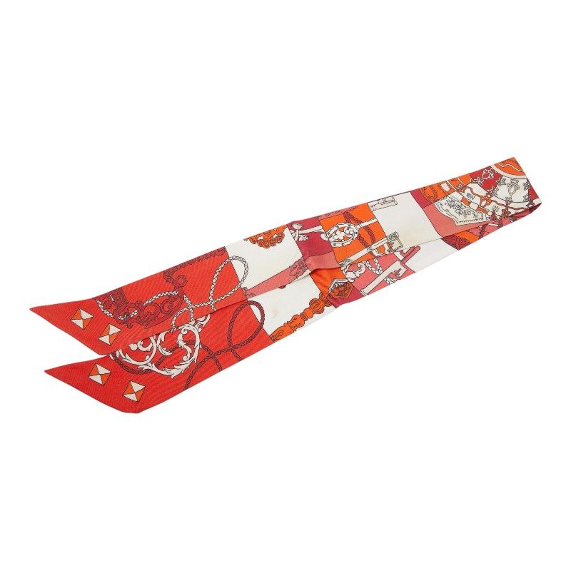Hermes Tours de Cles Key Spiral Scarf Red Multicolor