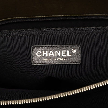 Chanel CC Logo Jetsetter Boy Chain Tote Shoulder Bag Khaki Green Lambskin