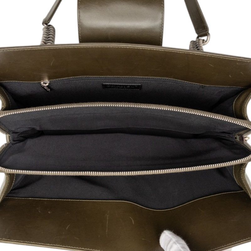 Chanel CC Logo Jetsetter Boy Chain Tote Shoulder Bag Khaki Green Lambskin