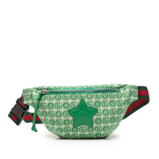 Gucci Children's GG Logo Belt Bag Kids Fabbd Green Multicolor Canvas