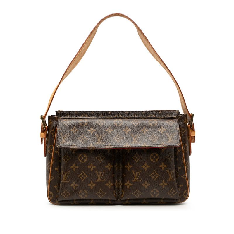 Louis Vuitton Monogram Viva Cite GM Shoulder Bag Brown Leather