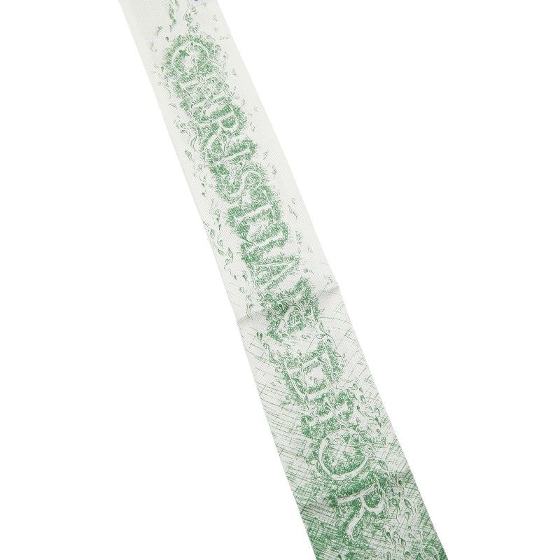 Dior Botanical Scarf Ribbon Mitzah White Green Silk
