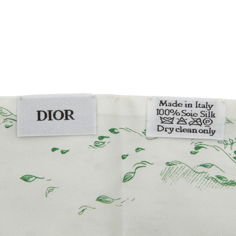 Dior Botanical Scarf Ribbon Mitzah White Green Silk