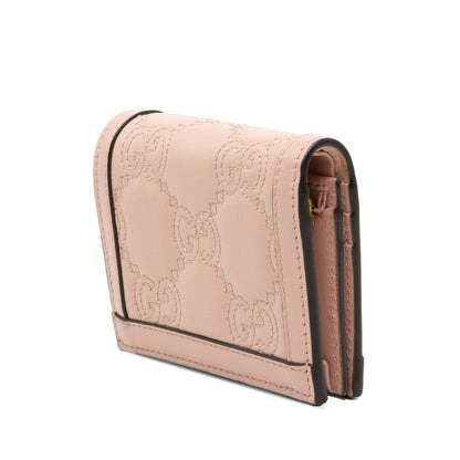 Gucci GG Matelasse Logo Quilted Bifold Wallet Pink Leather