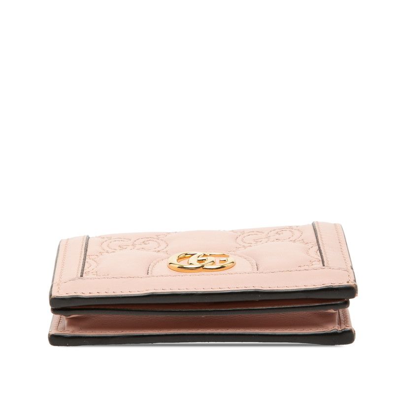 Gucci GG Matelasse Logo Quilted Bifold Wallet Pink Leather