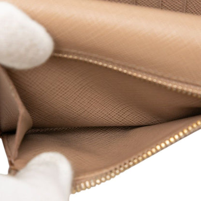 Prada Saffiano Letter Trifold Wallet Cameo Beige Leather