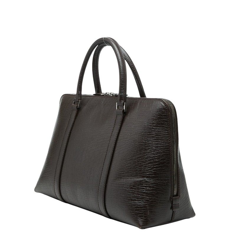 Gucci Logo Tote Business Dark Brown Leather