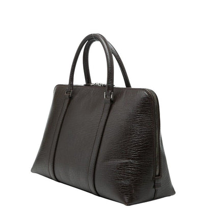 Gucci Logo Tote Business Dark Brown Leather
