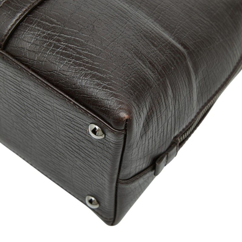 Gucci Logo Tote Business Dark Brown Leather