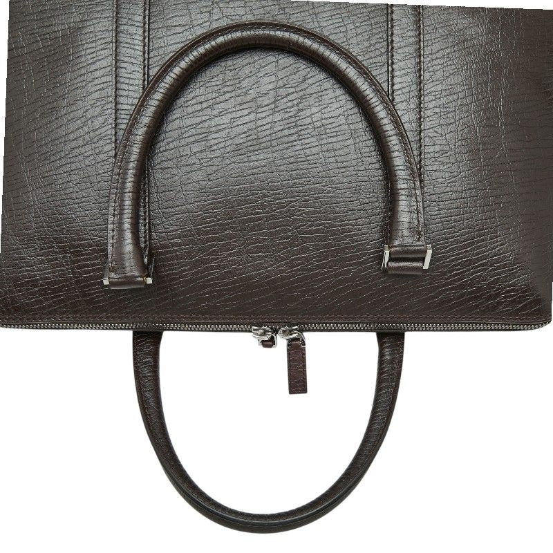 Gucci Logo Tote Business Dark Brown Leather