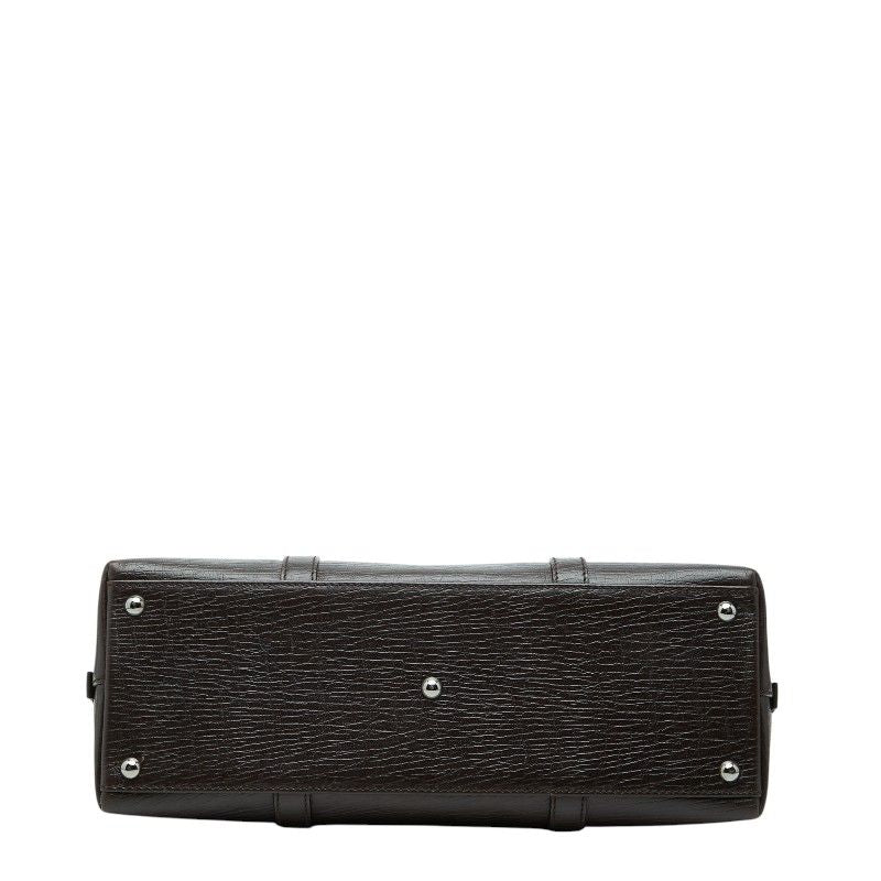Gucci Logo Tote Business Dark Brown Leather