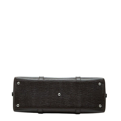 Gucci Logo Tote Business Dark Brown Leather