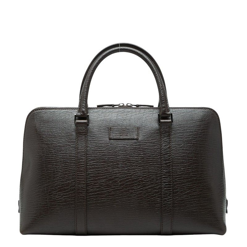 Gucci Logo Tote Business Dark Brown Leather