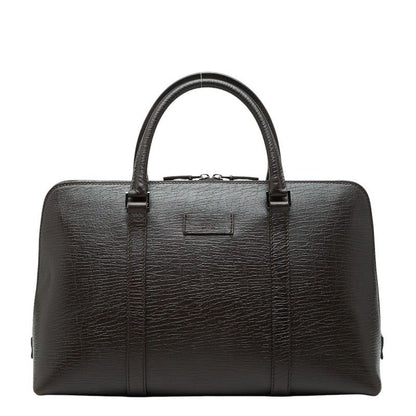 Gucci Logo Tote Business Dark Brown Leather
