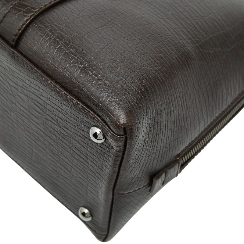 Gucci Logo Tote Business Dark Brown Leather