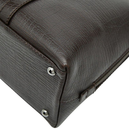 Gucci Logo Tote Business Dark Brown Leather